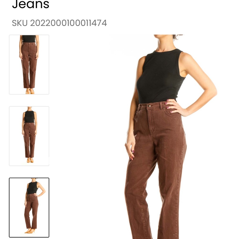 Gloria Vanderbilt Brown Straight Leg Jean Size 12 (515)